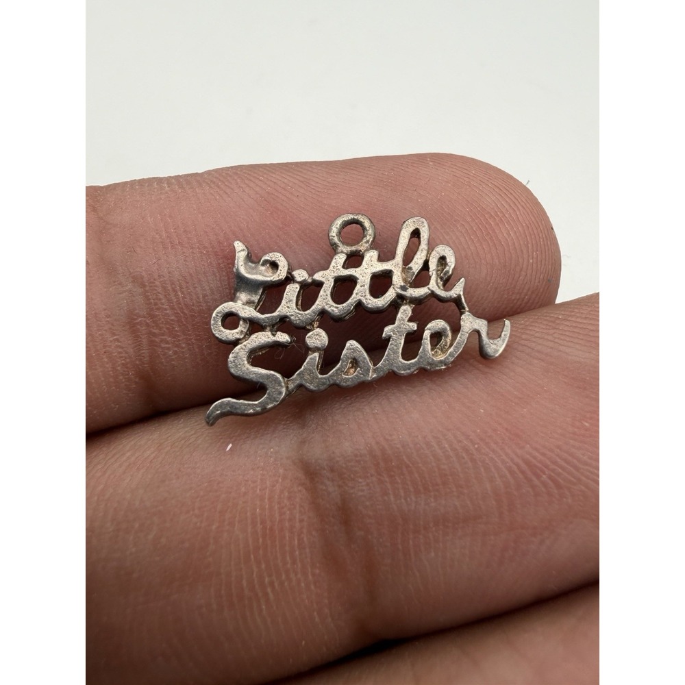 Vintage 925 Sterling Silver Little Sister Letters Word Charm Pendant